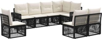 vidaXL Conjunto De Sof&aacute;s De Jard&iacute;n 8 Uds. Negro Y Blanco Crema Vidaxl