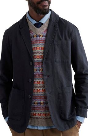 Seasalt Cornwall Tollgate Herringbone Linen & Organic Cotton Blazer in Inkwell at Nordstrom, Size X-Large
