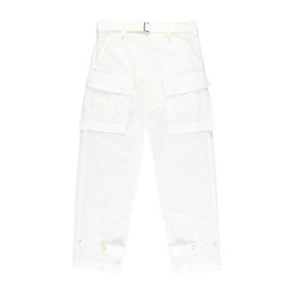 sacai Wide Trousers, female, White, Size: M Wide Trousers