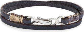Caputo & Co. Mens Euro Leather Double Wrap Bracelet in Dark Grey at Nordstrom