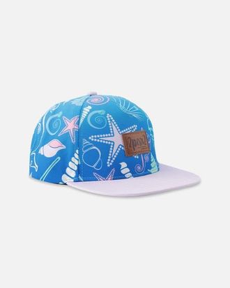 Deux par Deux Flat Brim Shell Print Cap in Blue Seashell Print at Nordstrom, Size 12-24 M