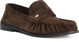 Dune London Womens Ladies Wf Grisella - Wide Fit Leather Ruched Loafers - Brown Suede - Size UK 4