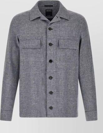 Ermenegildo Zegna crossover overshirt chest pockets long sleeves