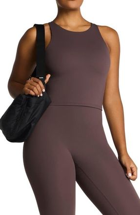 Spanx High Neck Crop Tank in Dark Cacao at Nordstrom, Size X-Small
