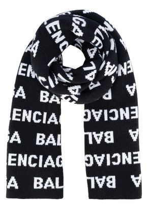 Balenciaga Allover Logo Wool Scarf