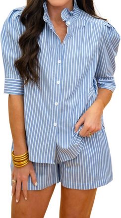 Adrienne Jodie Denim Stripe Top In Blue