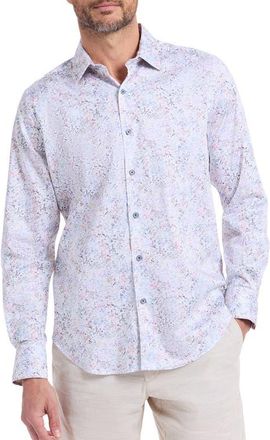 Robert Graham Liverpool Stretch Cotton Button-Up Shirt in Purple Multi at Nordstrom, Size Xxx-Large