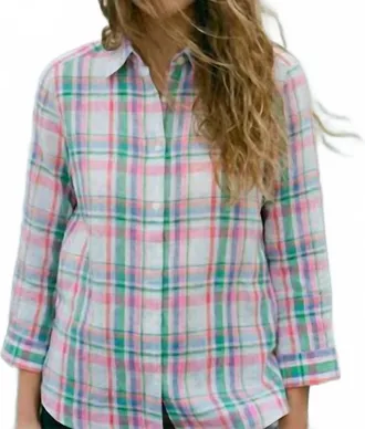 Vilagallo Multicolored Plaid Shirt In Lino Cuadras