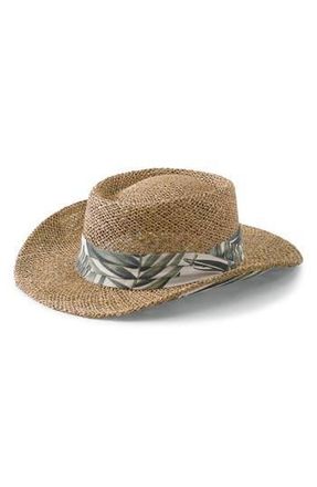 San Diego Hat Company Seagrass Gambler Hat in Beige/Leaf Print at Nordstrom Rack