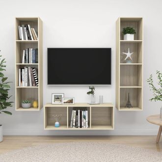 Berkfield Home 3 Piece TV Cabinet Set Sonoma Oak Engineered Wood in Brown