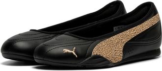 Puma Sneaker PUMA CATCH SOLEIL BALLERINA TOPCAT, Damen, Gr. 37,5, puma schwarz, toasted almond, puma gold, Synthetik, animal-print, Schuhe Sneaker, mit Gum