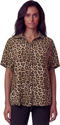 Lords of Harlech Leopard Womens Printed Shirt in Leopard Brown at Nordstrom, Size Medium