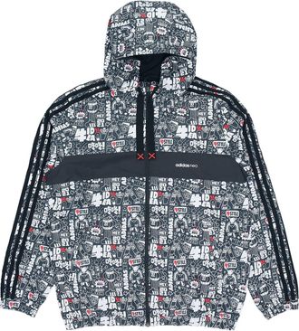 adidas neo Graffiti Printed Sports Jacket Mens Black GL8086