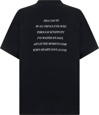 Balenciaga Mens T-Shirt With Graphic Print, Black Cotton T-Shirts And Polos