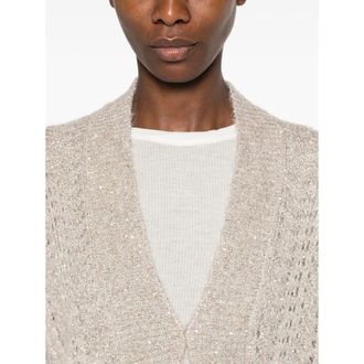 PANICALE Open-Knit Sequin Cardigan - Beige