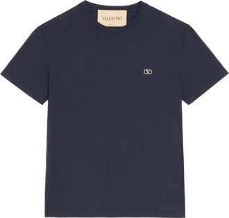 Valentino Katoenen T-shirt met VLogo-borduursel - Heren - T-shirts - Blauw - M - Katoen - Tops
