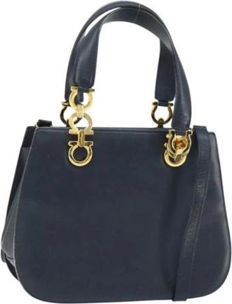Ferragamo Pre-owned Handbag - Dames - Vintage Handtas - Blauw - ONE Size - Leer - Vintage