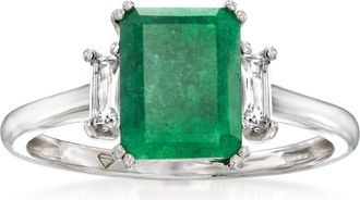 Ross-Simons Emerald Ring With. White Topaz in Sterling Silver