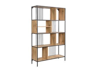 Vente-Unique Estanter&iacute;a con 9 compartimentos de MDF y acero - Natural y Negro - LEMAVIA