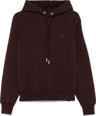 Ami Felpa con motivo Ami-de-Coeur e cappuccio - Marrone