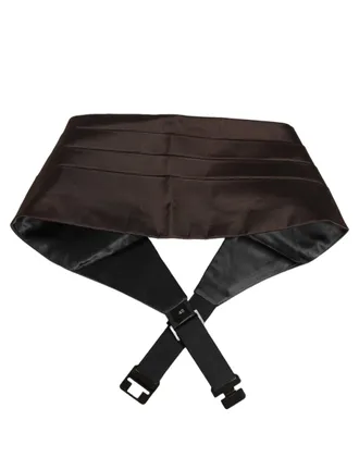 Dolce & Gabbana Mens Dark Brown Silk Belt Waist Cummerbund Color: Ties And Formal Accessories