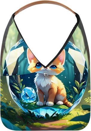 Generic Cat Crystal Ball Reusable Lightweight Grocery Bags - Foldable Into Compact Pouch, Washable & Sturdy, Multipurpose for Shopping and Travel