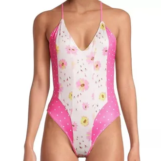 LoveShackFancy Shailee One Piece In Bright Peony