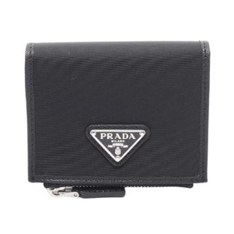 Prada Pre-owned Wallets, female, Black, Size: ONE SIZE Pre-owned Re-Nylon Leather Wallet