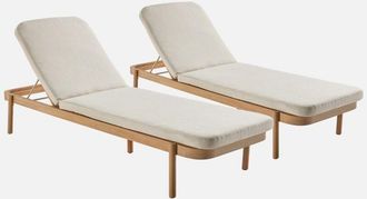 Sweeek Tumbona De Madera De Acacia Y Reclinables, Set De 2