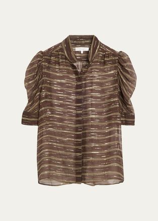 Frame Denim The Gillian Striped Silk-Blend Top