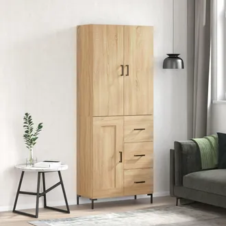 vidaXL Vidaxl - Aparador Alto Madera Contrachapada Color Roble 69,5x34x180 Cm