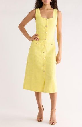 Sugarlips Adriella Sleeveless Tweed Dress in Yellow at Nordstrom, Size X-Small