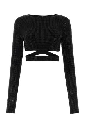 Andreadamo Black Embellished Viscose Blend Top