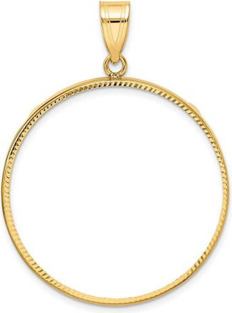 Diamond2Deal 14k Yellow Gold and Diamond-cut 32.7mm Prong Coin Bezel Pendant