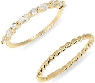 Argento Vivo Set of 2 Eternity Band Rings in Gold at Nordstrom Rack, Size 7