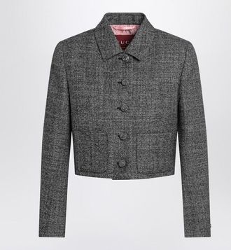 Gucci Cropped Jacket With Black/White Texture