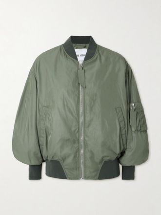 The Attico Bomber In Twill Di Raso Imbottito - Verde