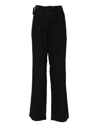 Ermanno Scervino Womens Black Straight Fit High Waist Pants Virgin Wool