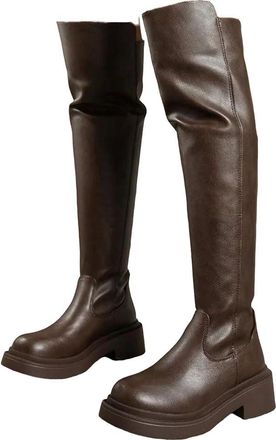 Generic Womens Thick Sole High Boots Warm Snow Knight Style Platform Boots