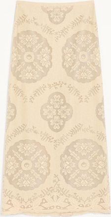 Valentino Midi Skirt In Floral Stamp Blanket Woman ECRU/SILVER 36