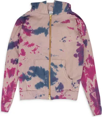 Rhude Pink Peach Tie Dye Zip Up Hoodie