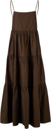 Matteau Gelaagde Zondagjurk met Lage Rug - Dames - Maxi kleedjes - Bruin - XS - Katoen - Kleedjes