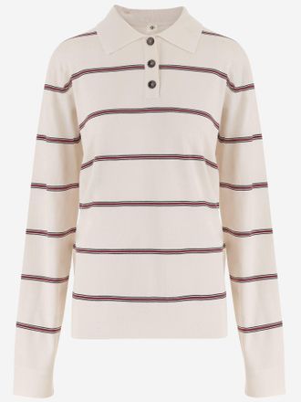 The Garment viscosemix poloshirt met gestreept patroon