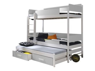 Mirjan24 Mobilier1 - Litera Henderson 114, Blanco + Gris, Litera Con Cama Extra, 90x200, 90x190, Madera, Somieres, 98x208x183cm