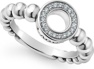 Lagos Caviar Spark Diamond Open Circle Ring in Diamond/silver at Nordstrom, Size 7