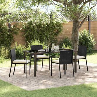 vidaXL Conjunto De Comedor De Jard&iacute;n 5 Pcs Negro Polirat&aacute;n Vidaxl