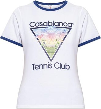 Casablanca Tennis Club Icon T-Shirt - Dames - T-shirts - Wit - M - Katoen - Tops