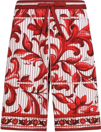 Dolce & Gabbana Majolica-print Striped Poplin Vanity Bermudas