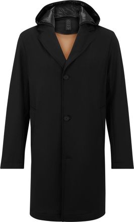 HUGO BOSS Mens Hooded Neck Solid Patterned Trench Coat in Black - Size 40 (Chest)