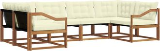 vidaXL Conjunto De Sof&aacute;s De Exterior 6 Uds. Natural Y Crema Vidaxl